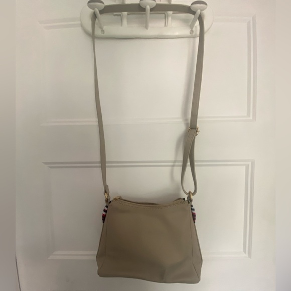 Beige Crossbody Bag with Red-White-Blue Accents & Gold Hardware - Picture 4 of 4